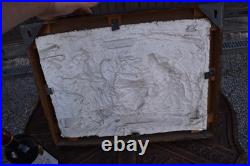 Antique chalk bas relief Annunciation mary archangel wood frame religious plaque