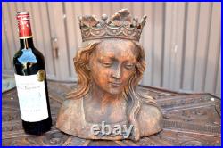 Antique chalk bust statue virgin MAry religious