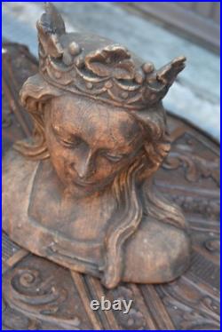 Antique chalk bust statue virgin MAry religious
