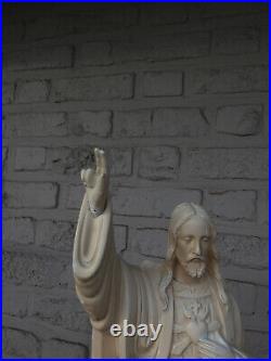 Antique chalk creme colour Jesus christ statue religious