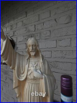 Antique chalk creme colour Jesus christ statue religious