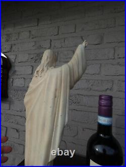 Antique chalk creme colour Jesus christ statue religious