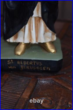 Antique chalk religious statue of SAINT ALBERT figurine