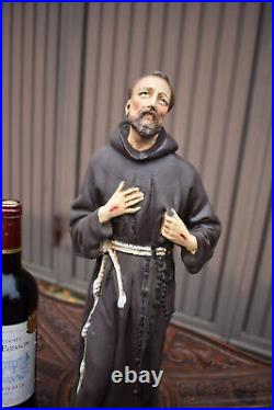 Antique chalk religious statue of Saint Francis of assisi