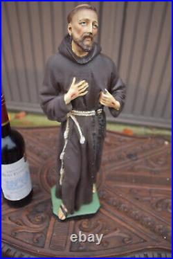 Antique chalk religious statue of Saint Francis of assisi