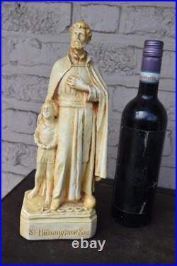 Antique chalk statue religious Saint Jerome Emiliani
