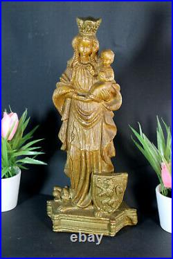 Antique chalkware Merlini signed Madonna figurine statue religious snake