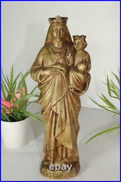 Antique chalkware madonna statue religious