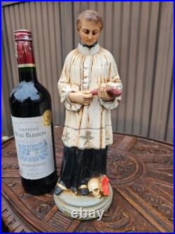 Antique chalkware religious statue saint Aloysius rare