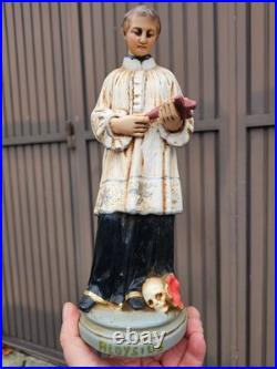 Antique chalkware religious statue saint Aloysius rare