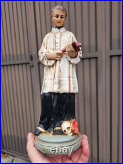 Antique chalkware religious statue saint Aloysius rare