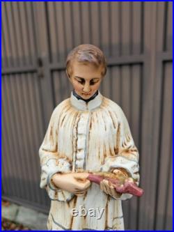 Antique chalkware religious statue saint Aloysius rare