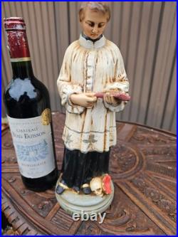 Antique chalkware religious statue saint Aloysius rare