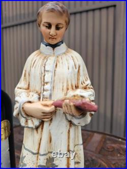 Antique chalkware religious statue saint Aloysius rare