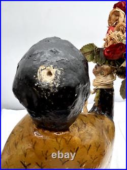 Antique chalkware religious statue victorian sante elia profeta victorian roses