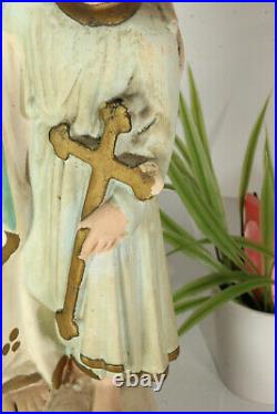 Antique chalkware saint joseph statue figurine religious