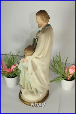 Antique chalkware saint joseph statue figurine religious