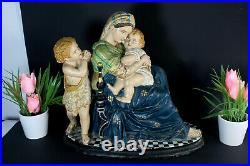 Antique chalkware statue madonna jesus john baptist Religious