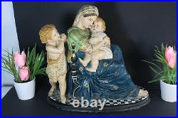 Antique chalkware statue madonna jesus john baptist Religious