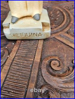 Antique chalkware statue of Saint Liduina Lidwina of Schiedam religious art