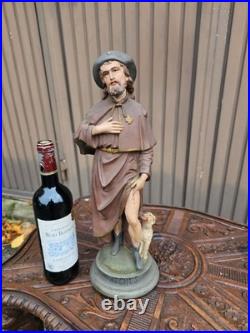 Antique chalkware statue of Saint Rochus religious