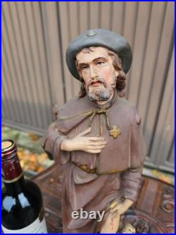 Antique chalkware statue of Saint Rochus religious