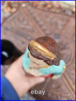 Antique chalkware statue of Saint philomena with anchor religious art