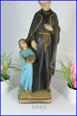 Antique chalkware statue of saint gerardus majella figurine religious