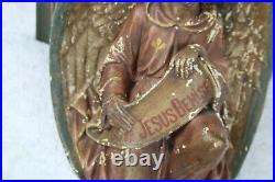 Antique church religious chalkware angel wall console