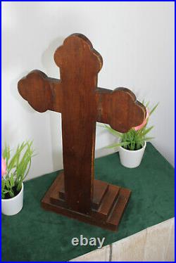 Antique dutch frisian wood carved crucifix cross religious cross