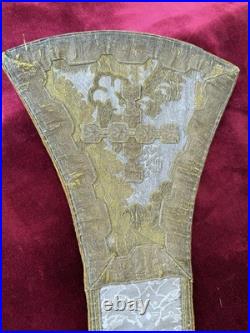 Antique ecclesiastical Religious vestment Maniple Stole Gold Embroidery Catholic