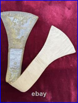 Antique ecclesiastical Religious vestment Maniple Stole Gold Embroidery Catholic