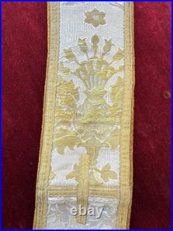 Antique ecclesiastical Religious vestment Maniple Stole Gold Embroidery Catholic