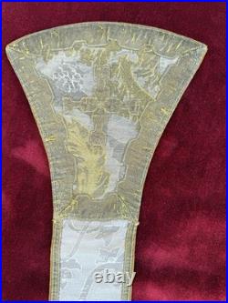 Antique ecclesiastical Religious vestment Maniple Stole Gold Embroidery Catholic