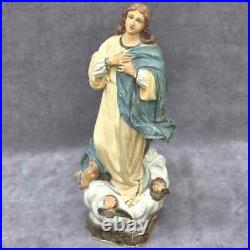 Antique extraordinary religious statue Mary Madonna cherubs putti heaven present