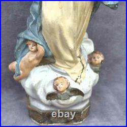 Antique extraordinary religious statue Mary Madonna cherubs putti heaven present