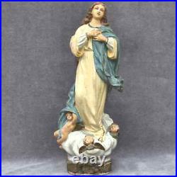 Antique extraordinary religious statue Mary Madonna cherubs putti heaven present