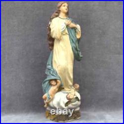 Antique extraordinary religious statue Mary Madonna cherubs putti heaven present