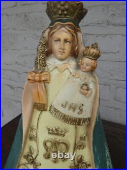 Antique flanders Ceramic Our lady ten Traan statue figurine marked religious