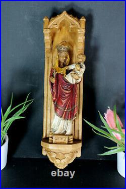 Antique flemish ceramic Wall chapel madonna figurine statue religious