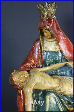 Antique flemish chalkware pieta OLV van LEve Statue figurine religious