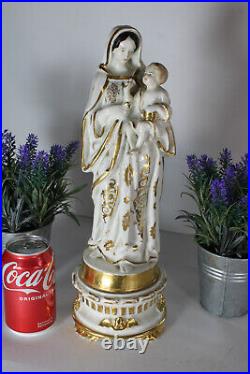 Antique french 19thc LArge vieux paris madonna figurine statue religious
