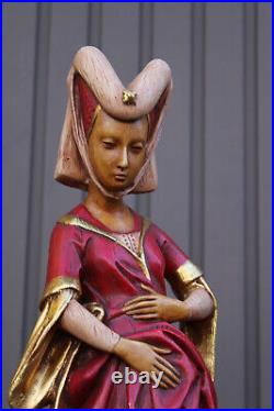 Antique french LARGE religious ceramic statue Mary of Burgundy