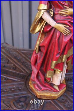 Antique french LARGE religious ceramic statue Mary of Burgundy