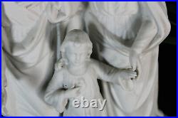 Antique french bisque porcelain holy family group statue religious