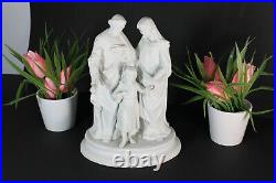 Antique french bisque porcelain holy family group statue religious Rare