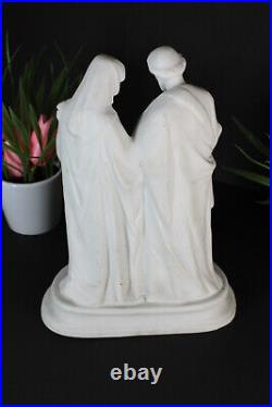 Antique french bisque porcelain holy family group statue religious Rare
