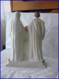 Antique french bisque porcelain holy family statue religious France hand painted