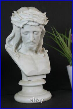 Antique french bisque porcelain jesus christ bust statue figurine religious rare