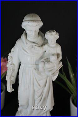 Antique french bisque porcelain saint anthony child figurine statue religious